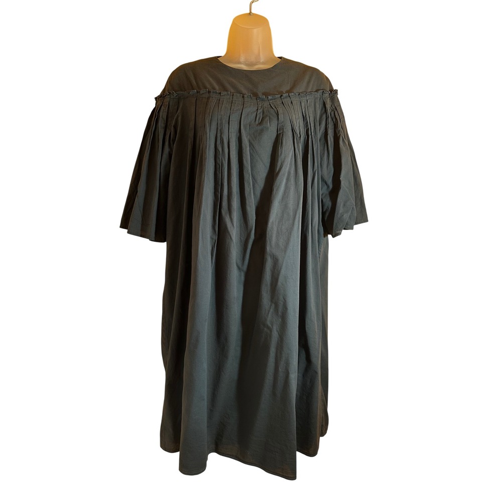 Harper Womens Pleated Babydoll Dress Charcoal Grey Short Sleeve Lined Large